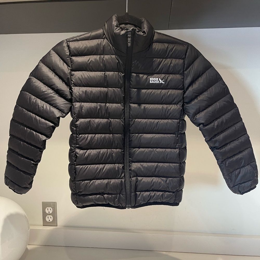 NWOT Eddie Bauer Boy Girl black Packable puffer storm repel 650 fill Medium 7/8 - Picture 6 of 16